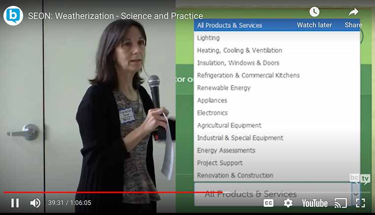 Building Science organization SEON on TV - watch sustainable energy outreach network in action on Brattleboro TV